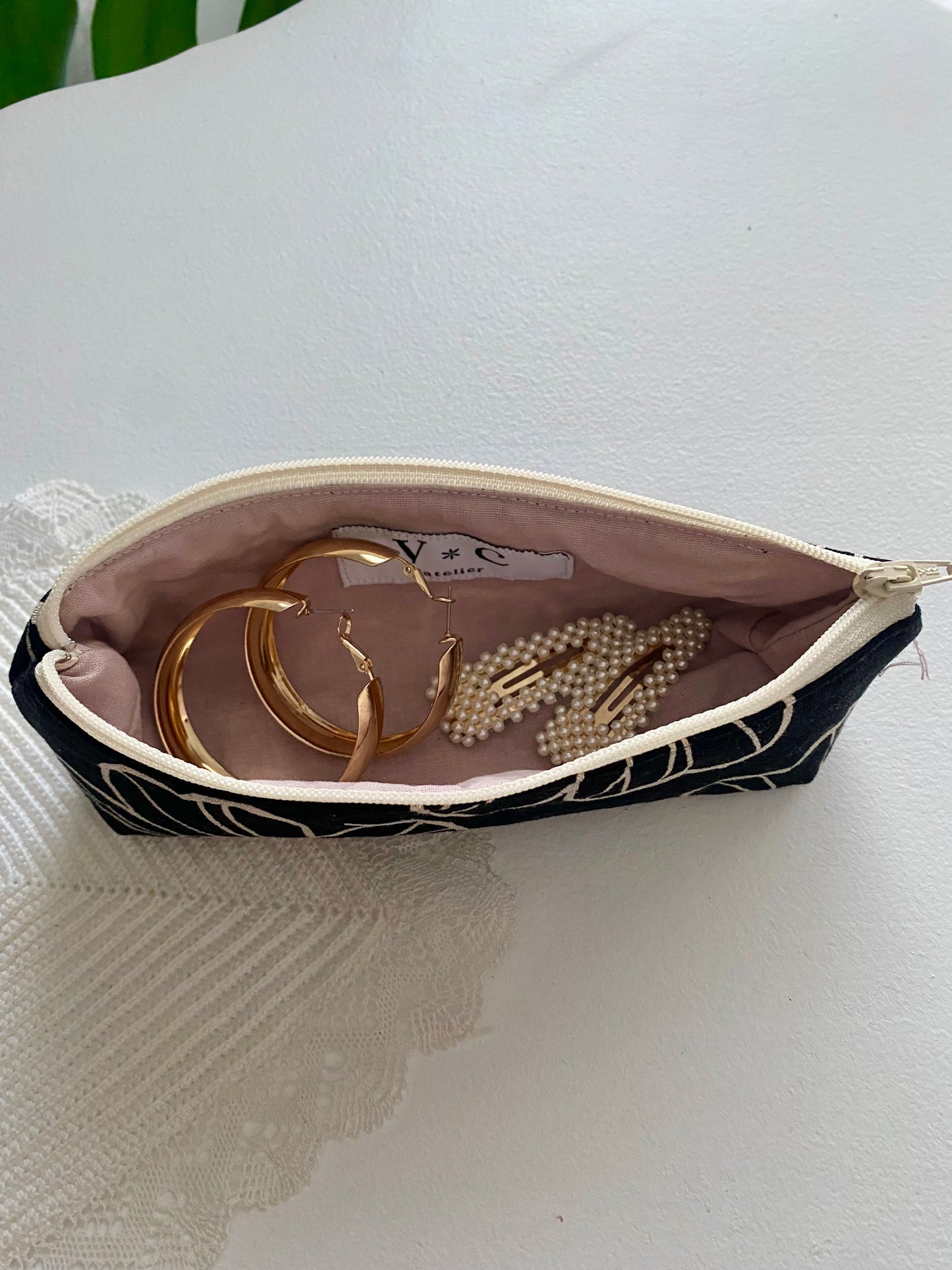 Cotton/Linen Floral Pencil Case