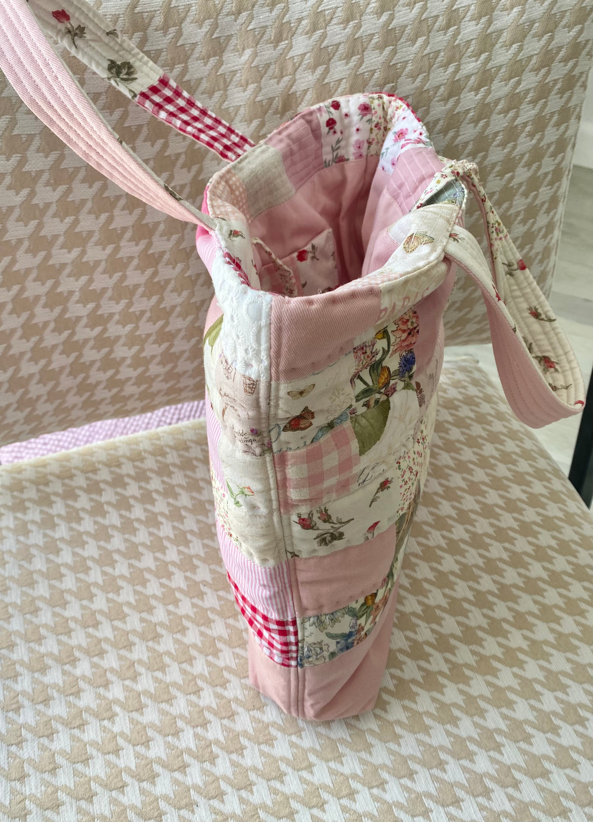 Pink Patchwork Tote Bag