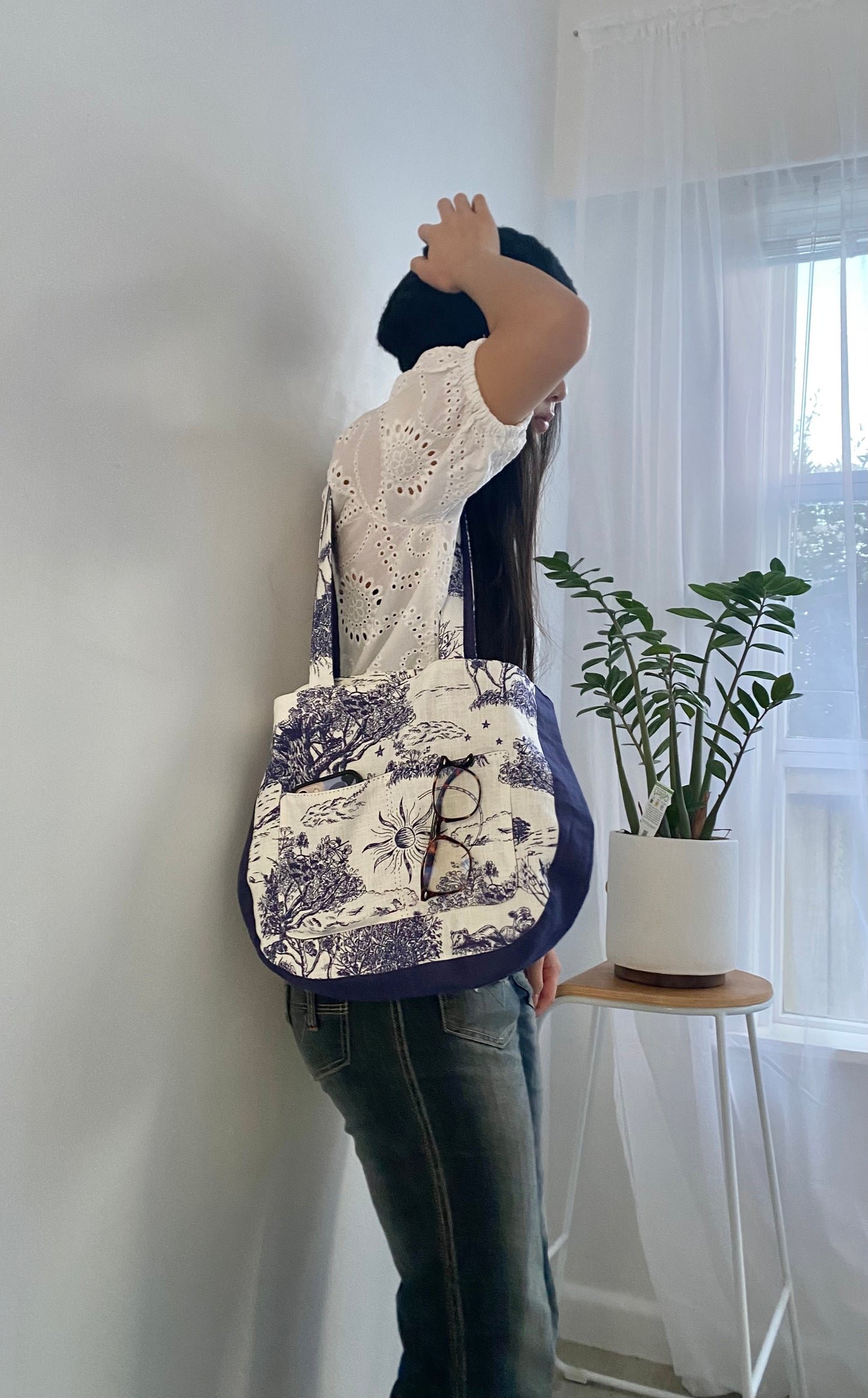 100% Linen Tote Bag “Blue Wonder”