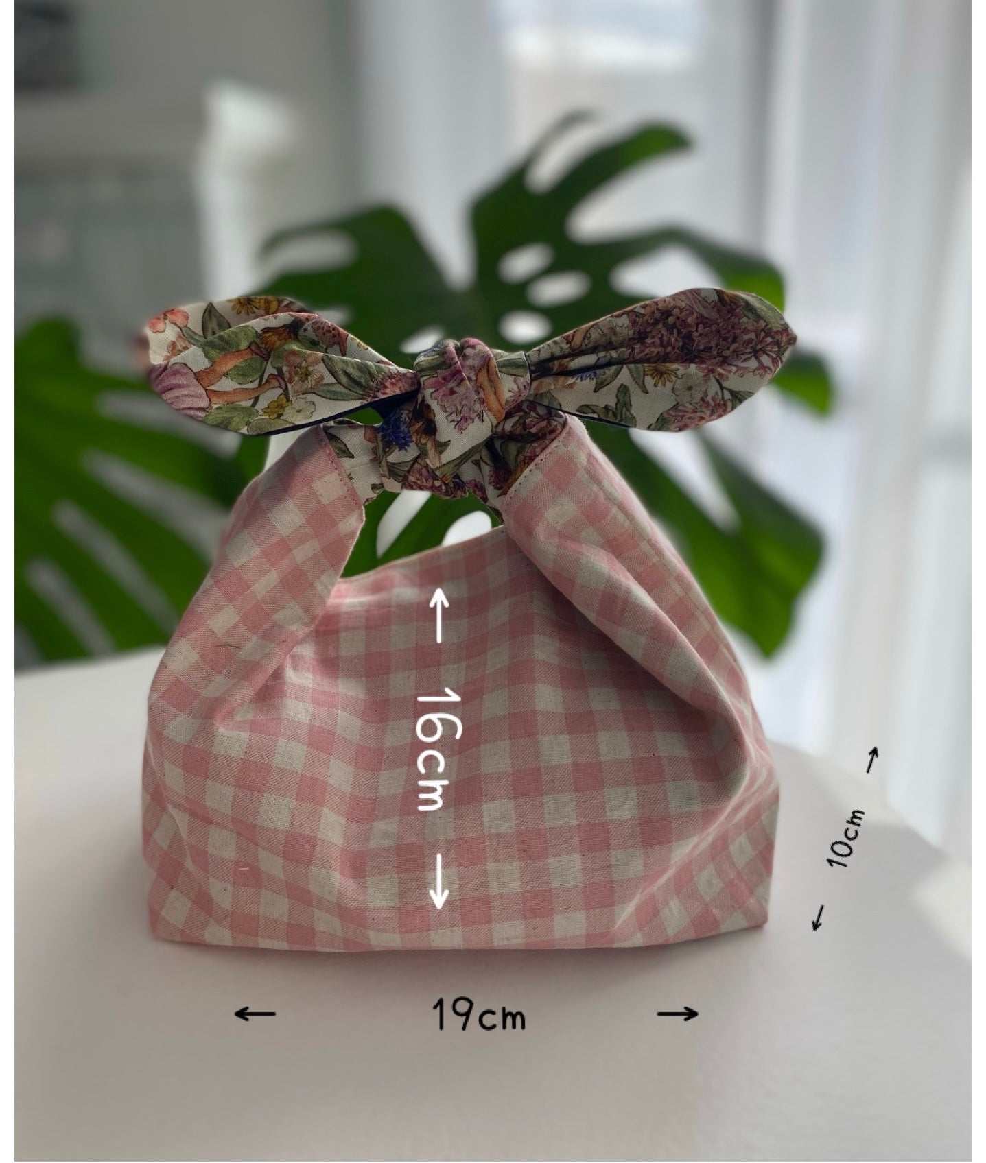 Pink Gingham Check Lunch Bag