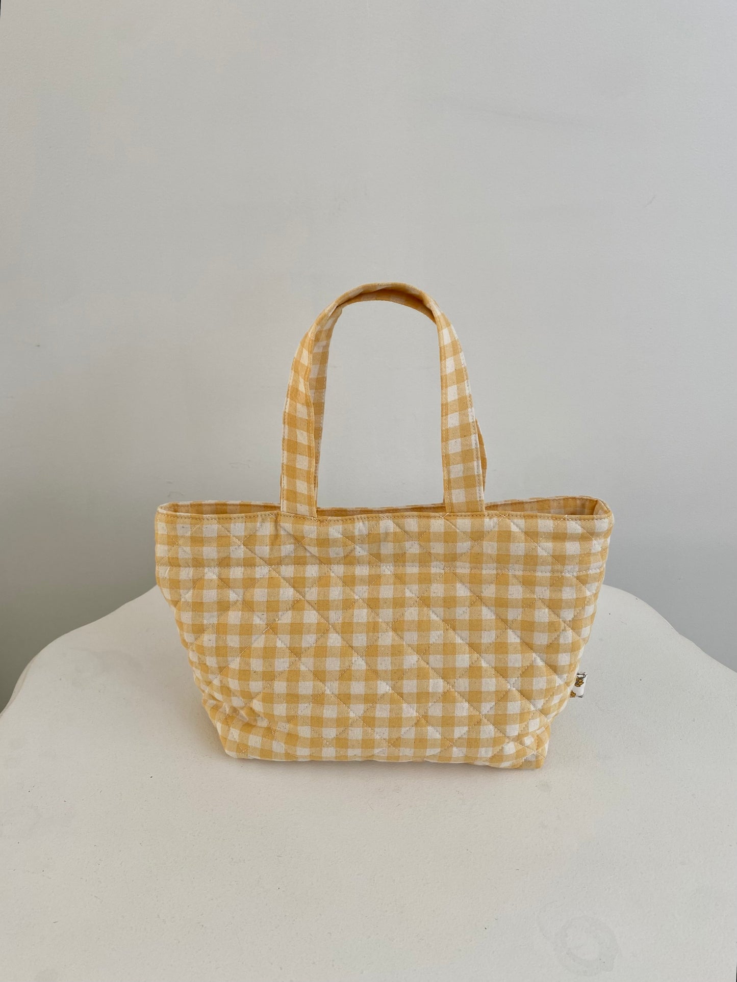 Quilted Yellow Gingham Mini Tote B