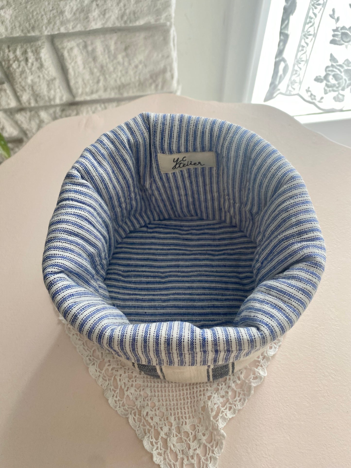Blue Stripe Fabric Basket