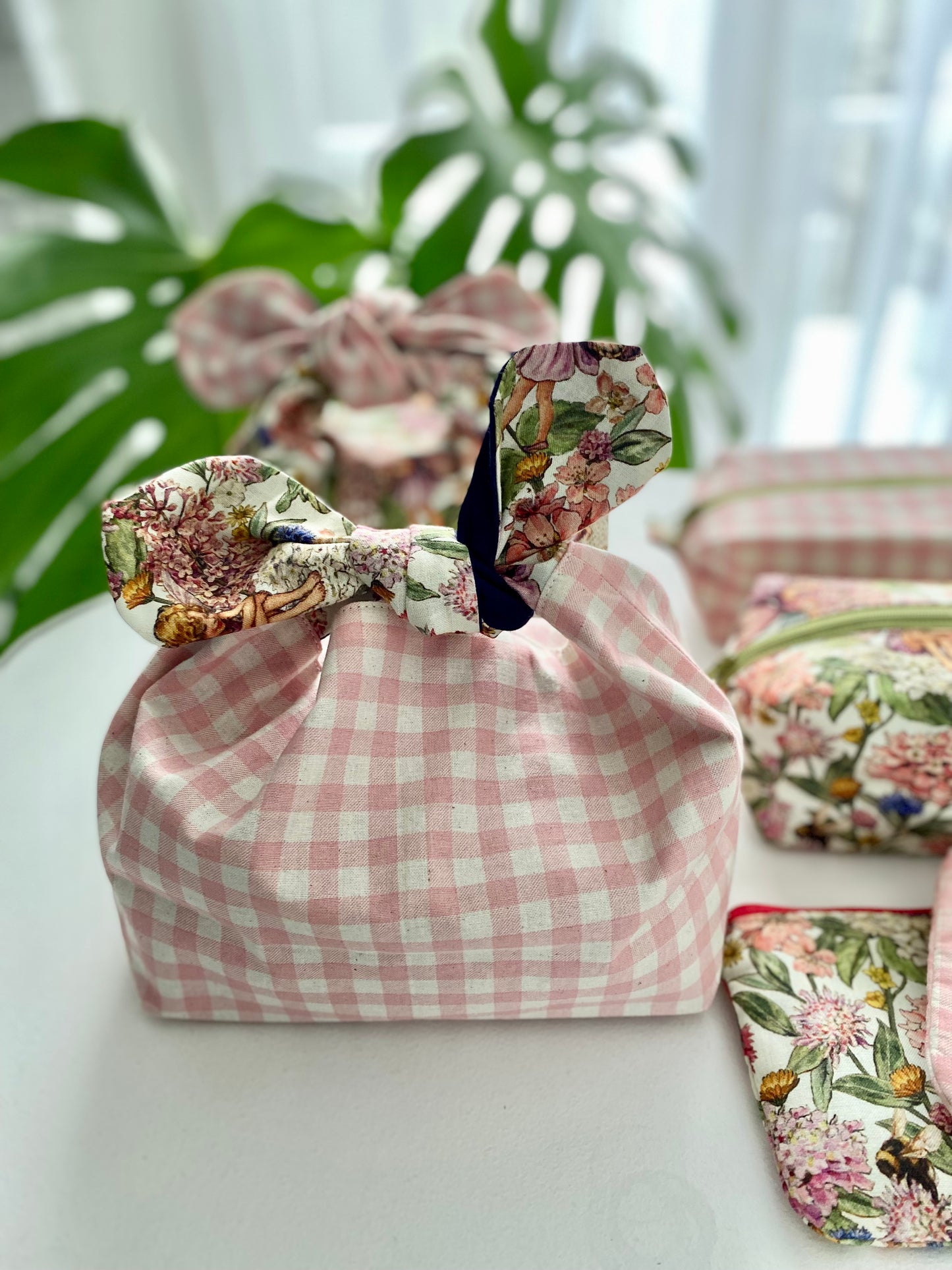 Pink Gingham Check Lunch Bag