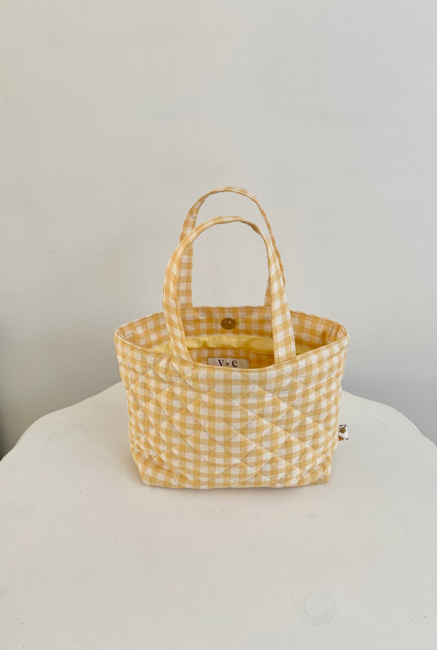 Quilted Yellow Gingham Mini Tote B
