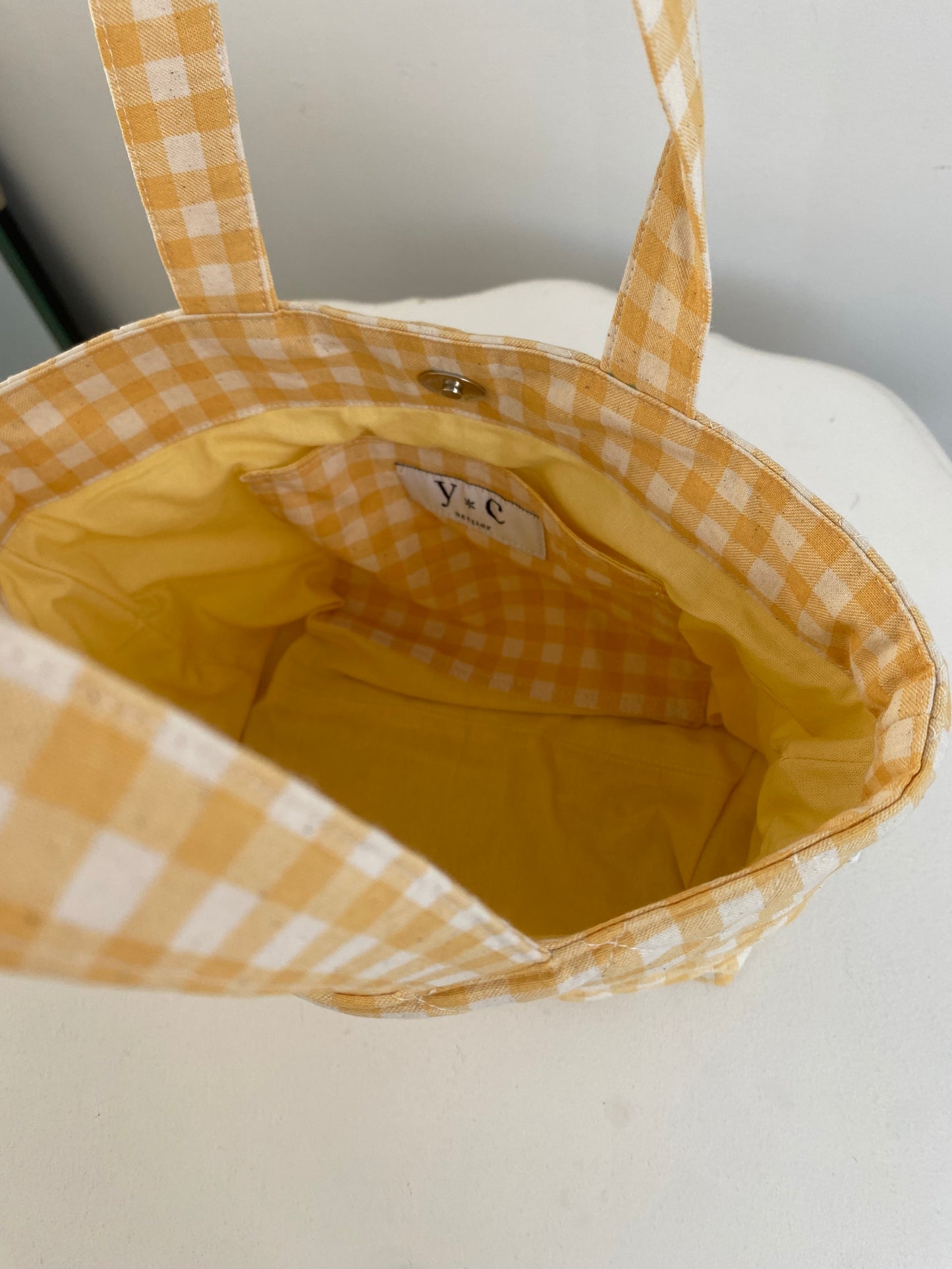 Quilted Yellow Gingham Mini Tote B