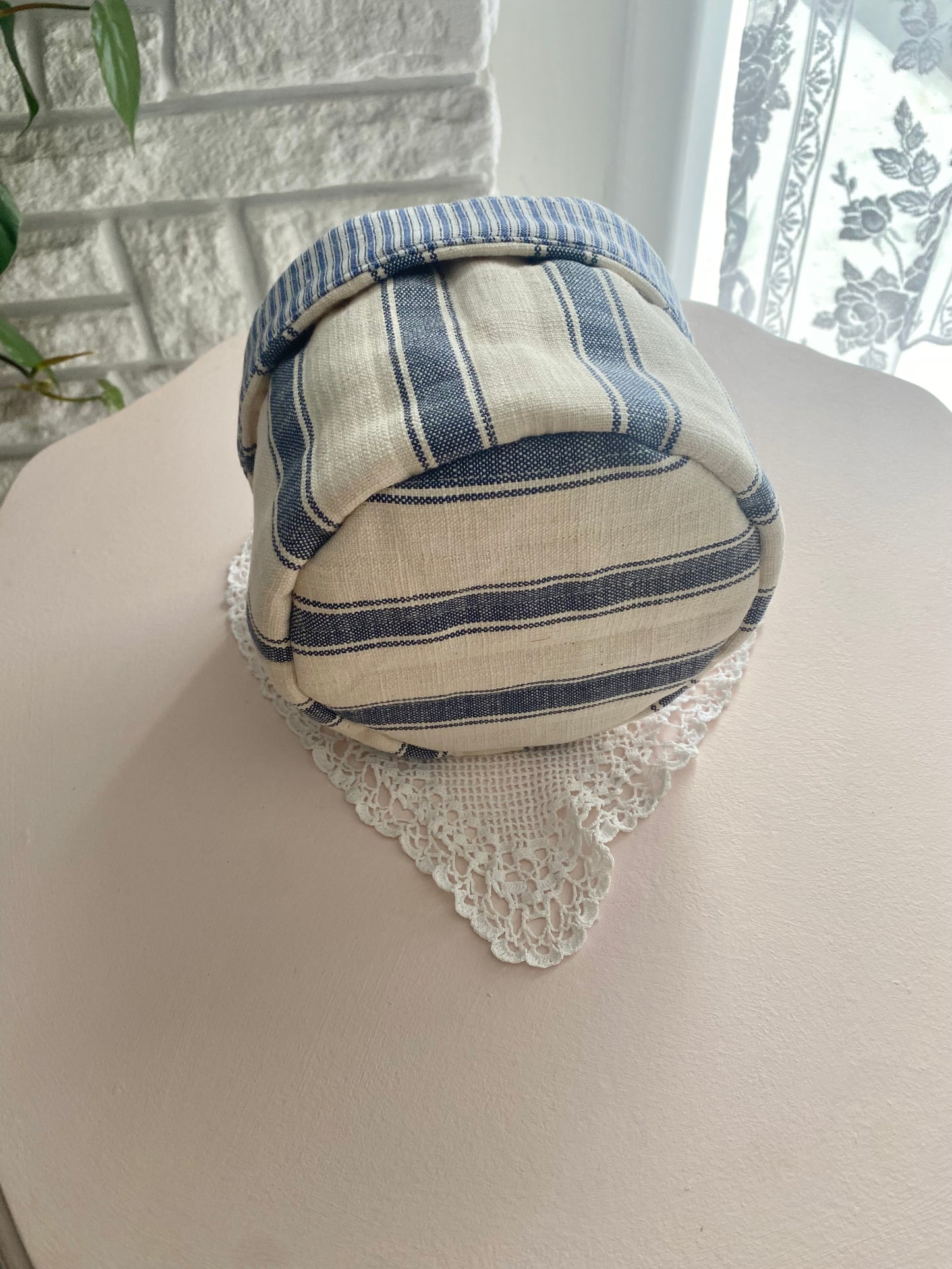 Blue Stripe Fabric Basket
