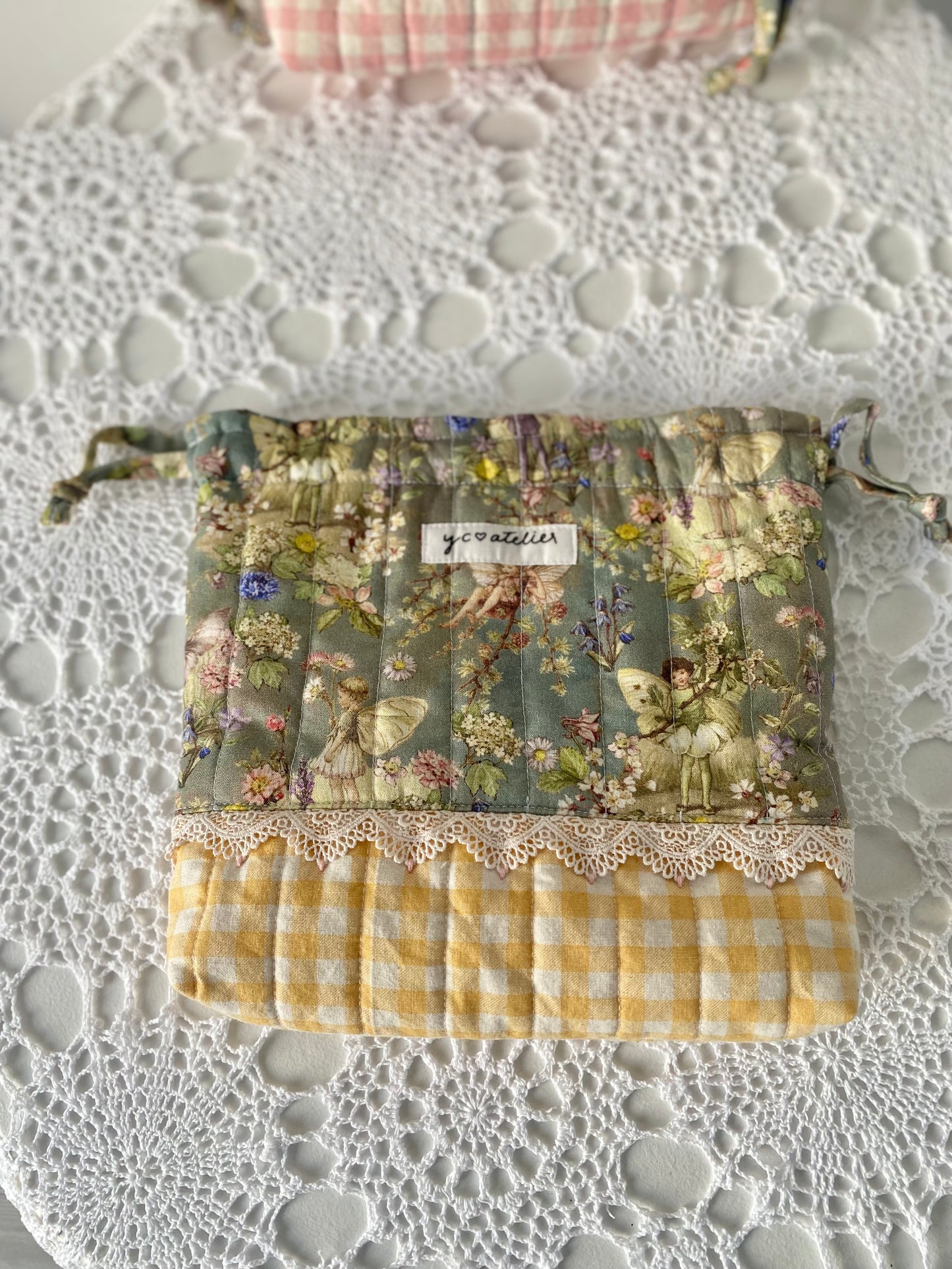 Quilted drawstring bag Fairyland yellow