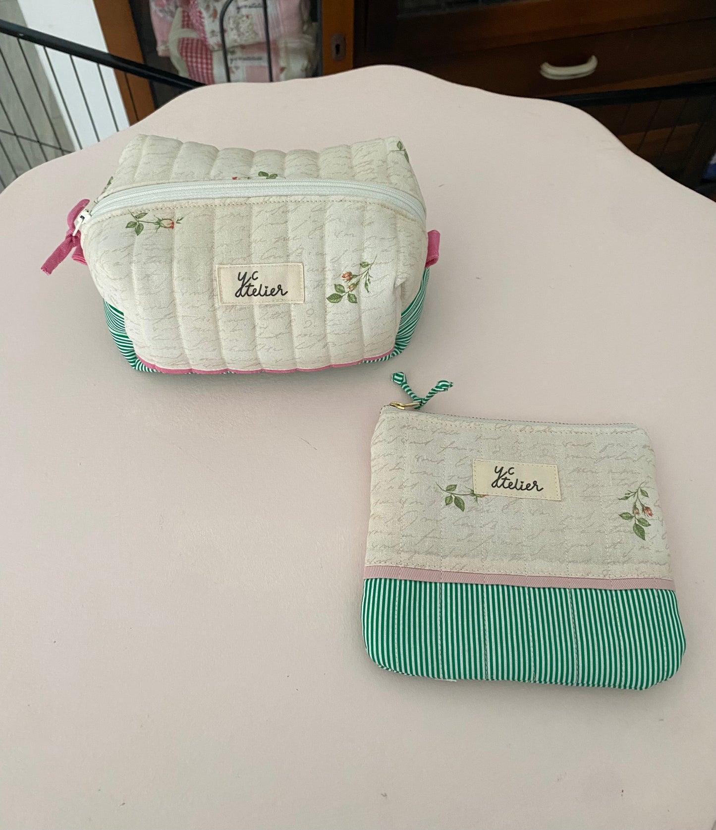 Medium Zipper Pouch & Small Flat Pouch Duo – Rosebud