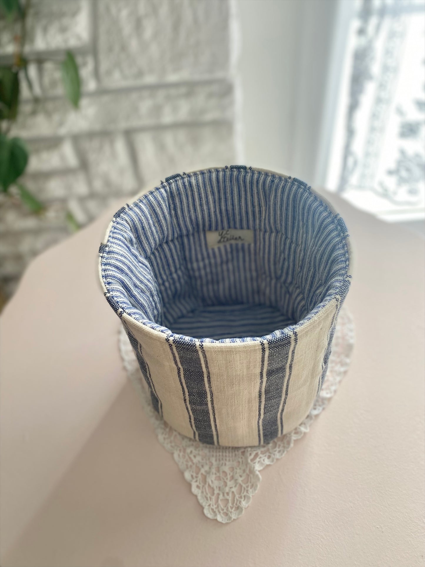 Blue Stripe Fabric Basket