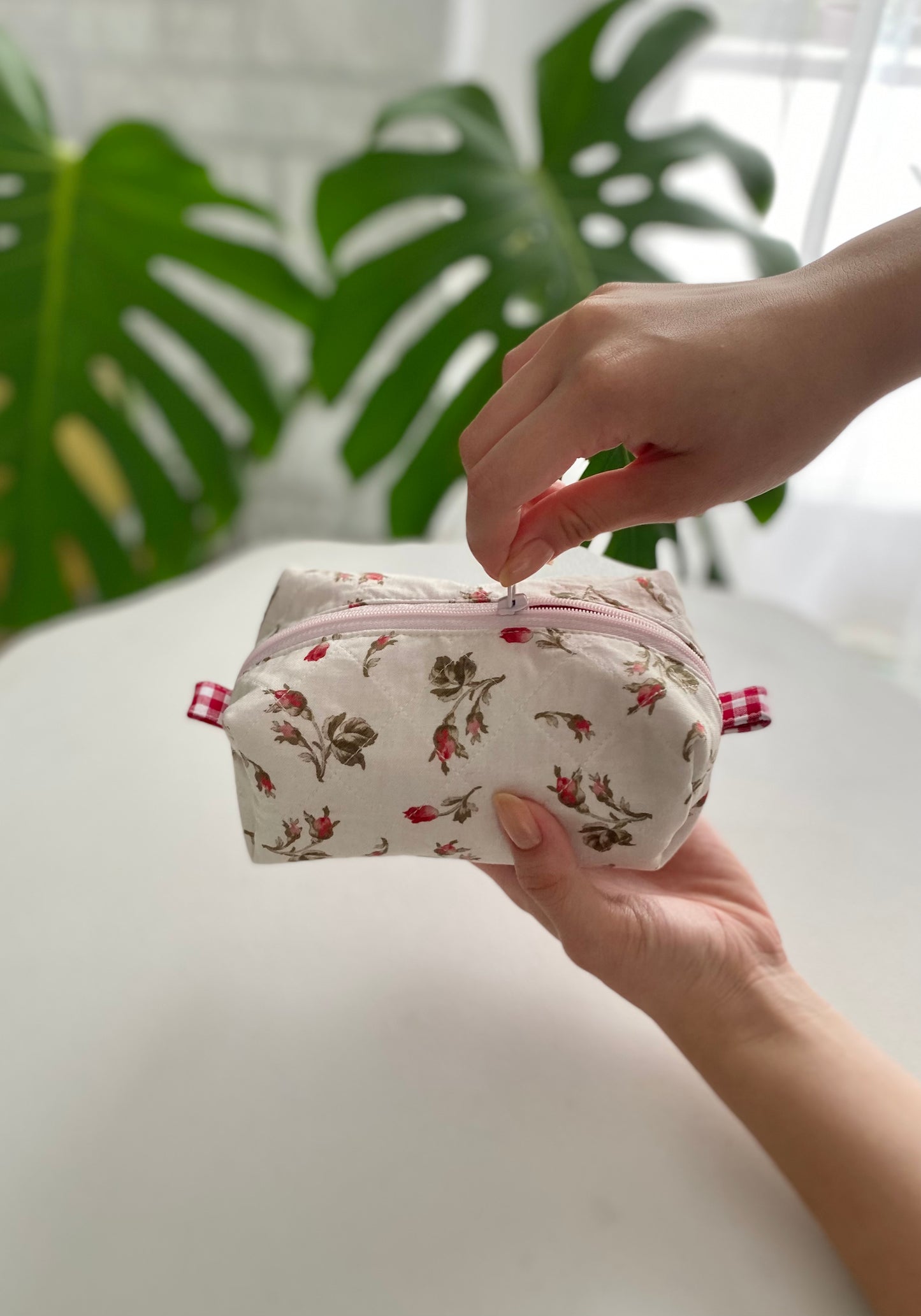 100% Cotton Rosebud Makeup Pouch