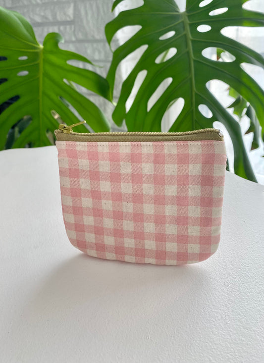 Pink Gingham Check Mini Purse