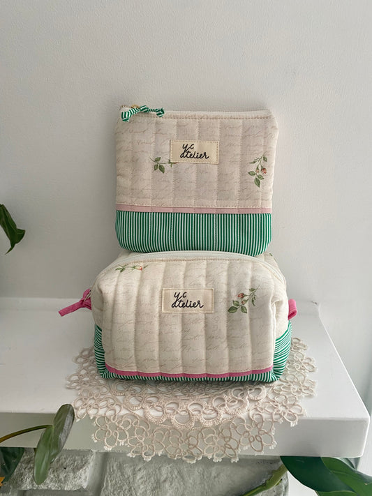 Medium Zipper Pouch & Small Flat Pouch Duo – Rosebud