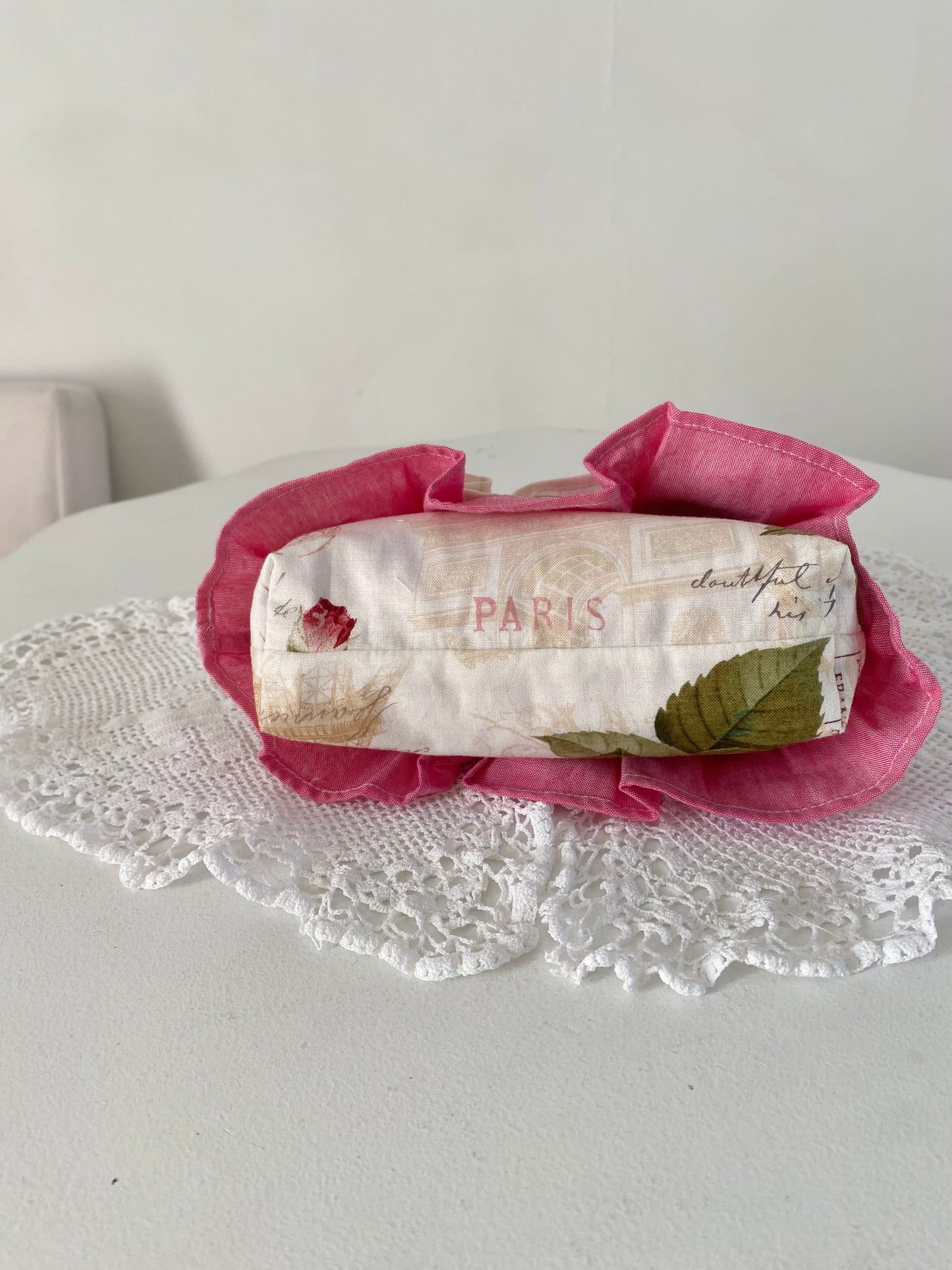 Pink frilled essential pouch