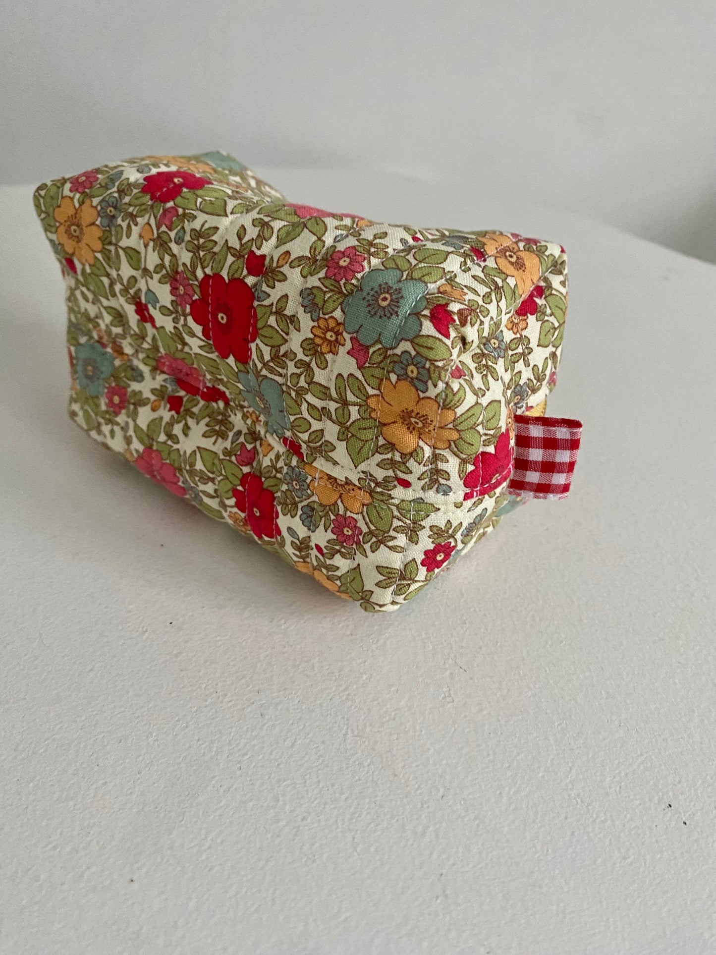 Quilted Floral Makeup Pouch  Yellow fastener (small)