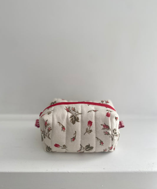 Quilted Rosebud Makeup Pouch (small)