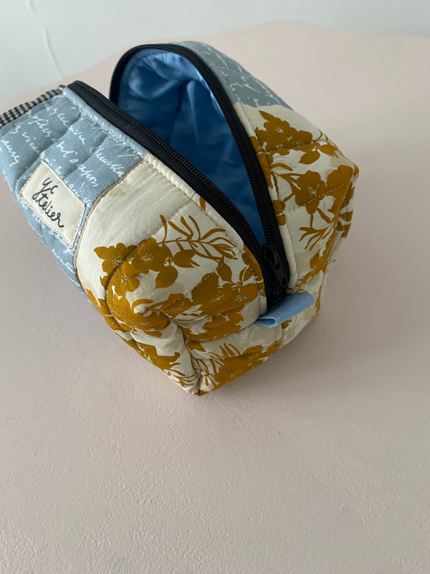 Patchwork Pouch Duo - Check, Blue & Mustard Floral