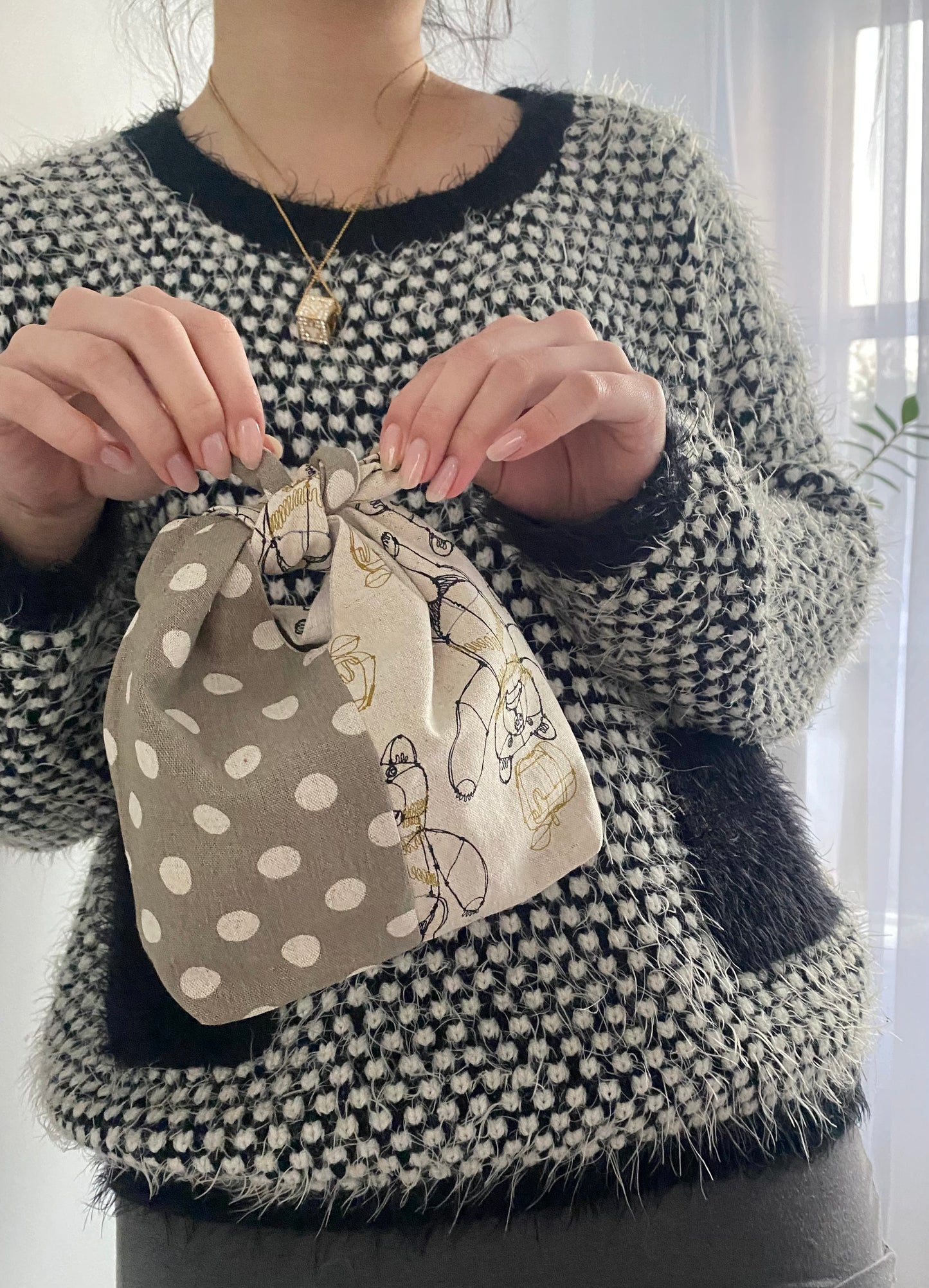 apanese Style Mini Obento Bag (Bear & Dots on Olive)