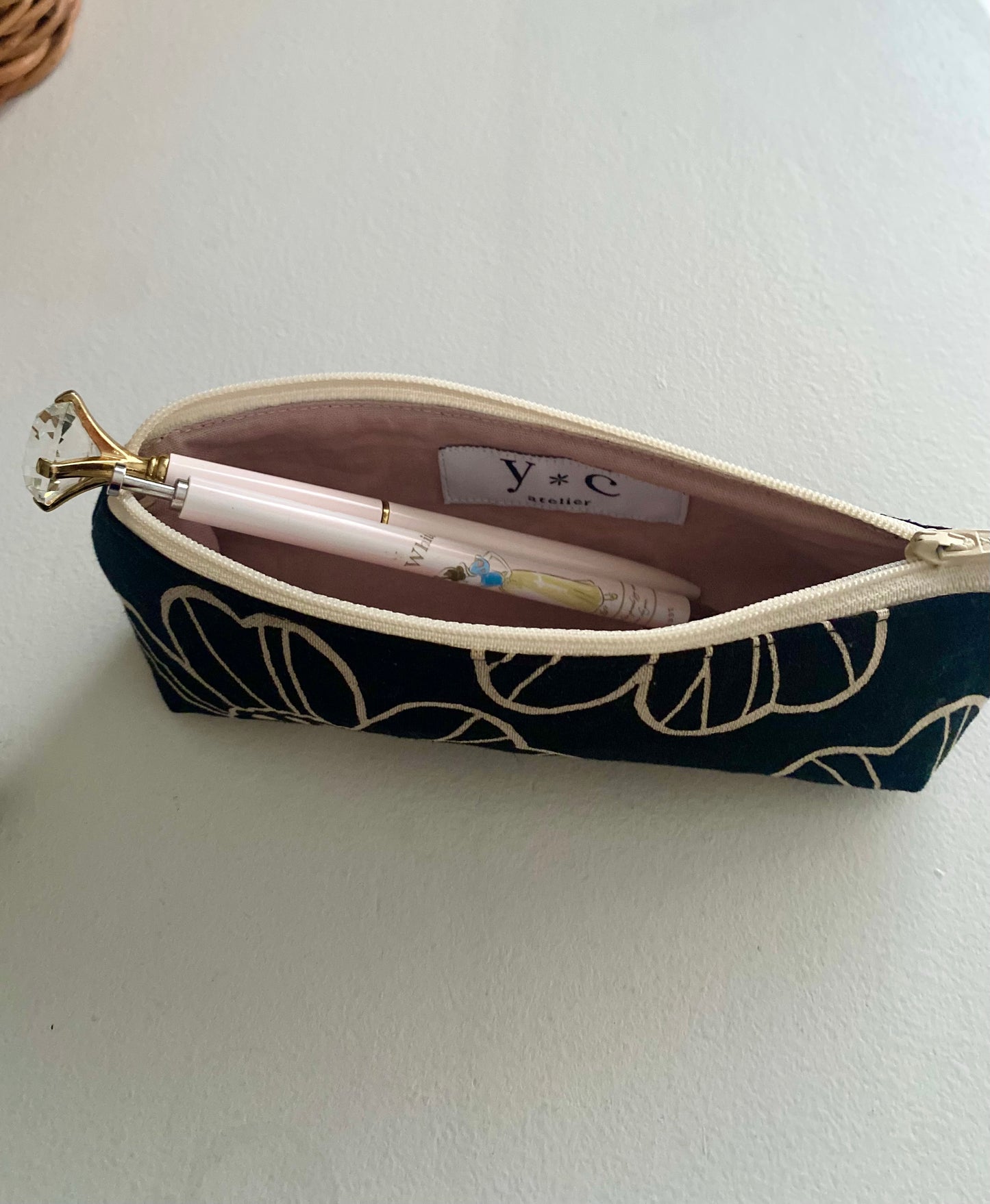 Cotton/Linen Floral Pencil Case