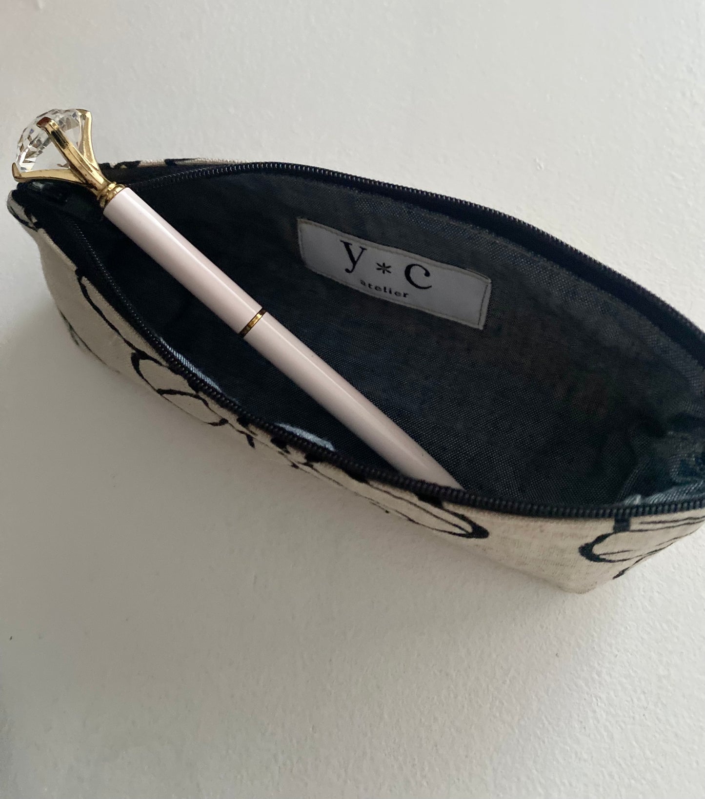 Cotton/Linen Floral Pencil Case