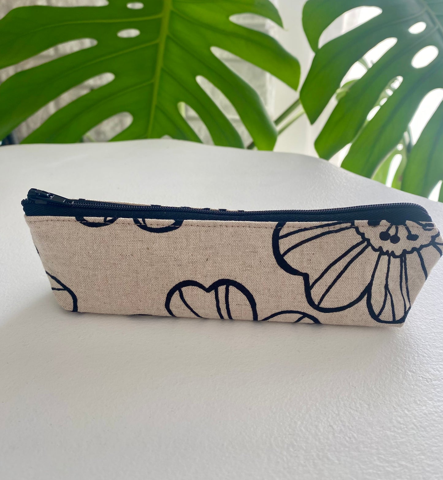 Cotton/Linen Floral Pencil Case