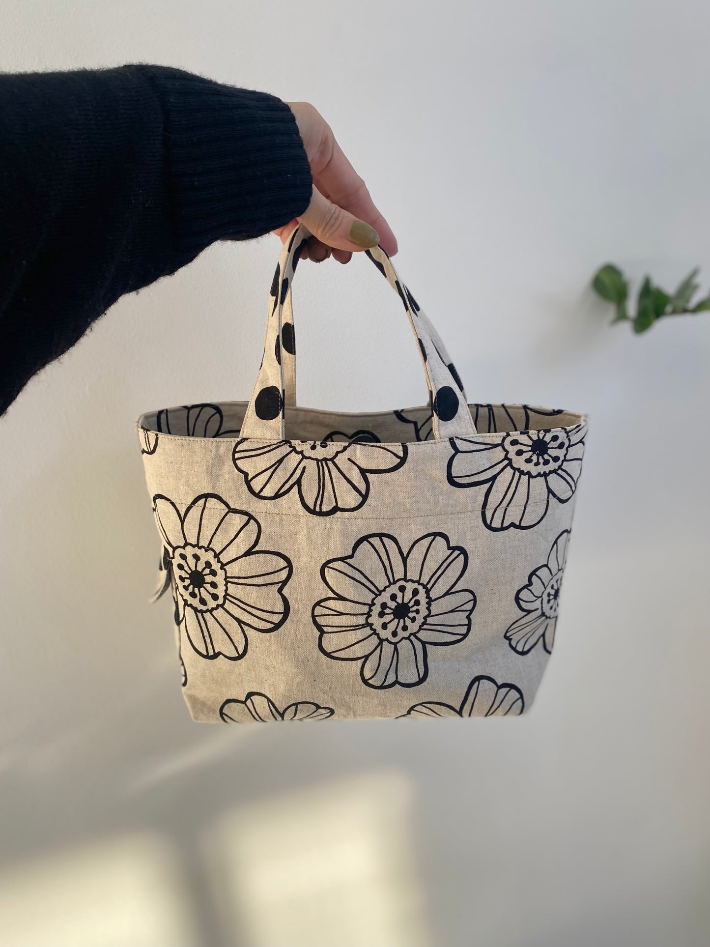 Floral design Mini Tote Bag (Natural)