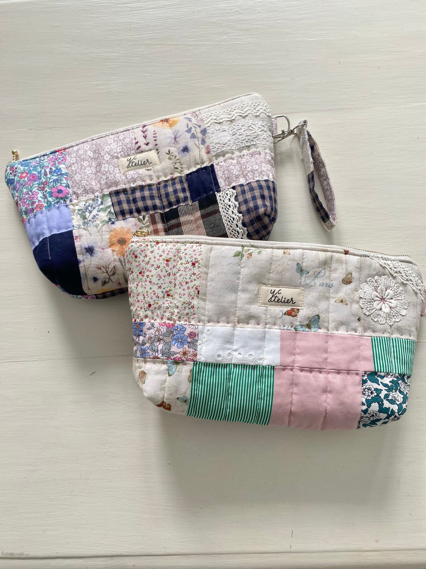 Patchwork Pouch Bag – Pink & Natural Tones