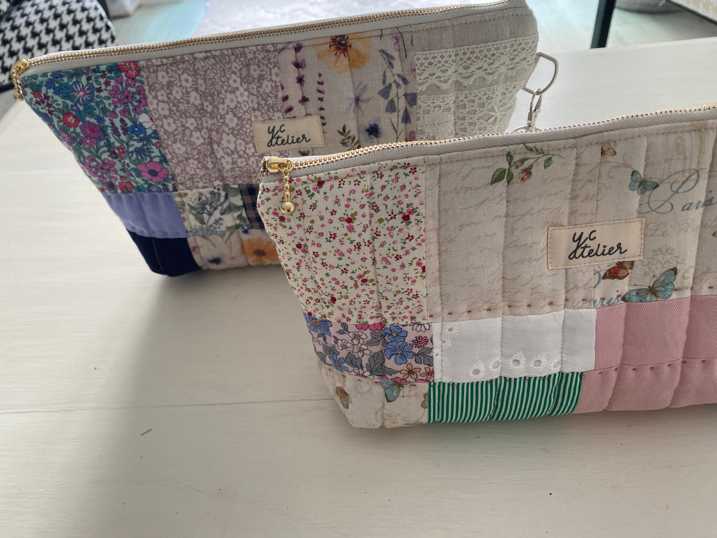 Patchwork Pouch Bag – Pink & Natural Tones
