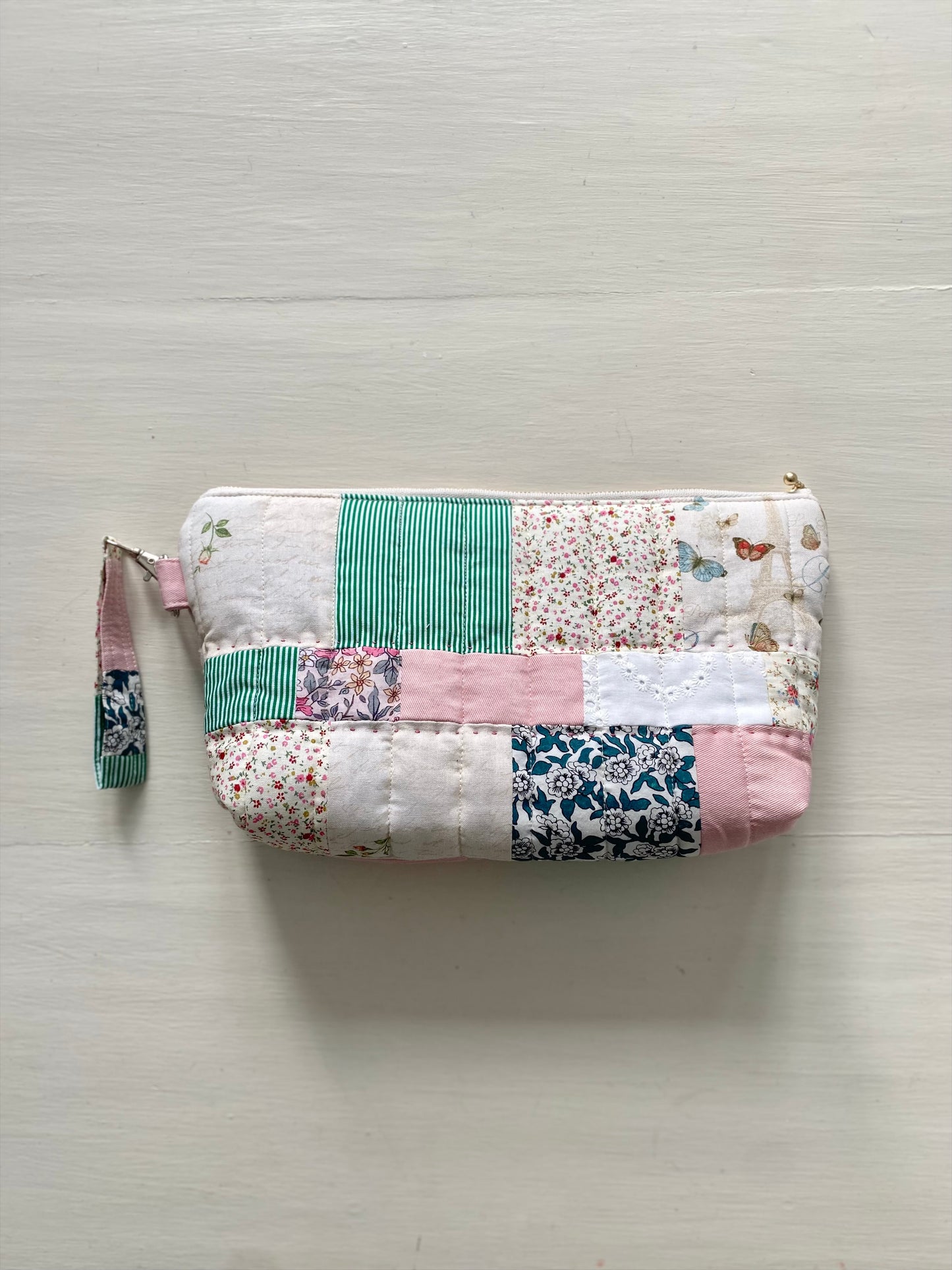 Patchwork Pouch Bag – Pink & Natural Tones