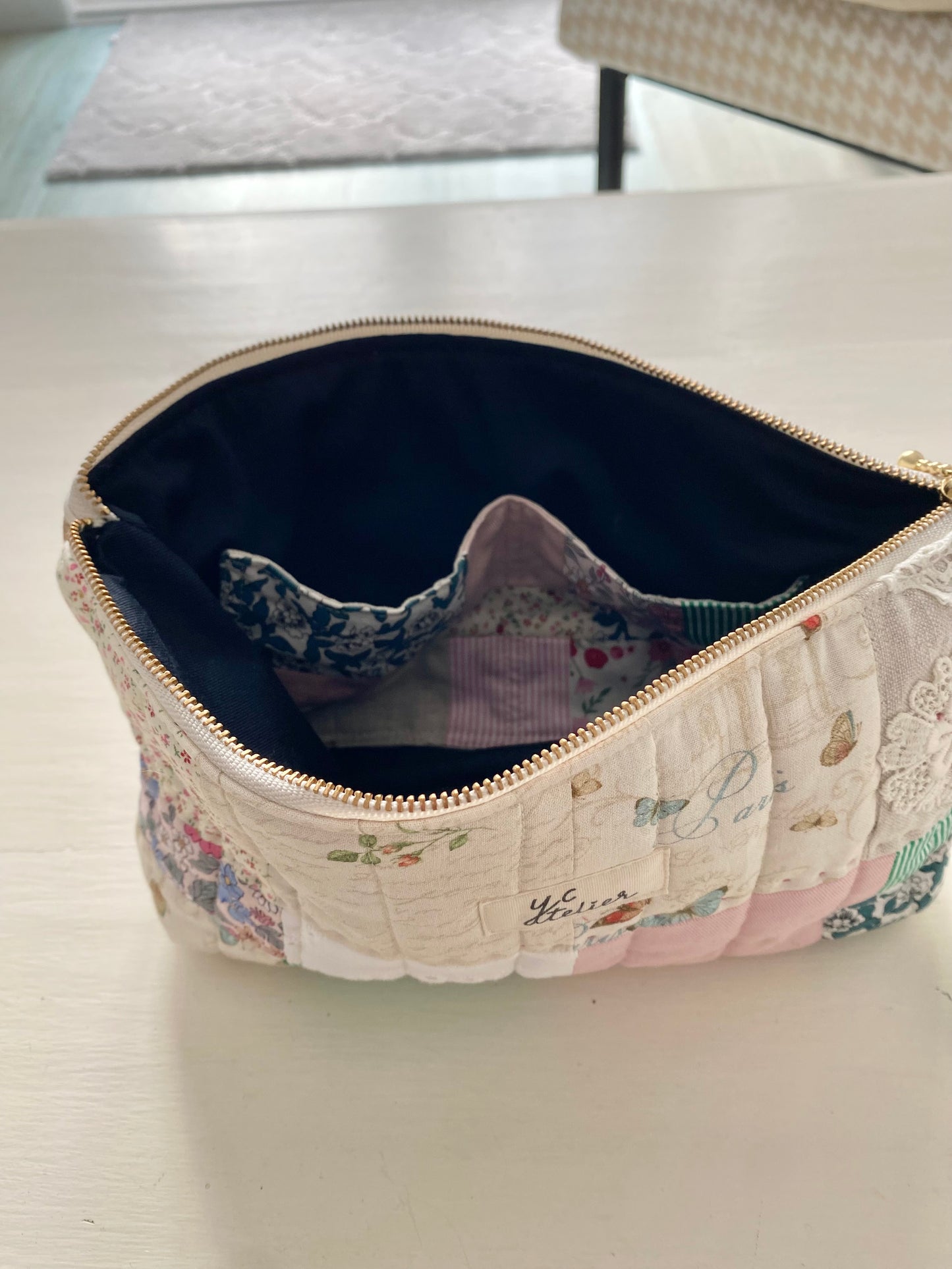 Patchwork Pouch Bag – Pink & Natural Tones