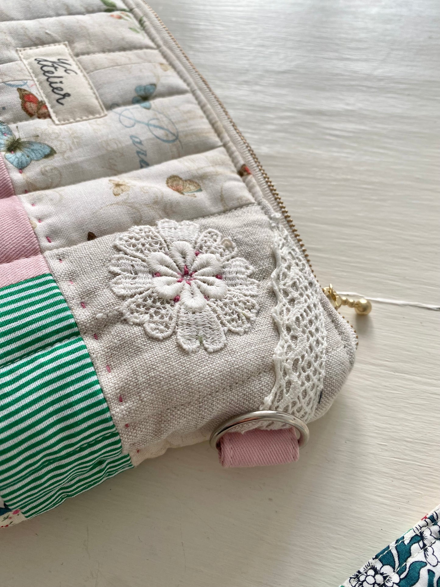 Patchwork Pouch Bag – Pink & Natural Tones