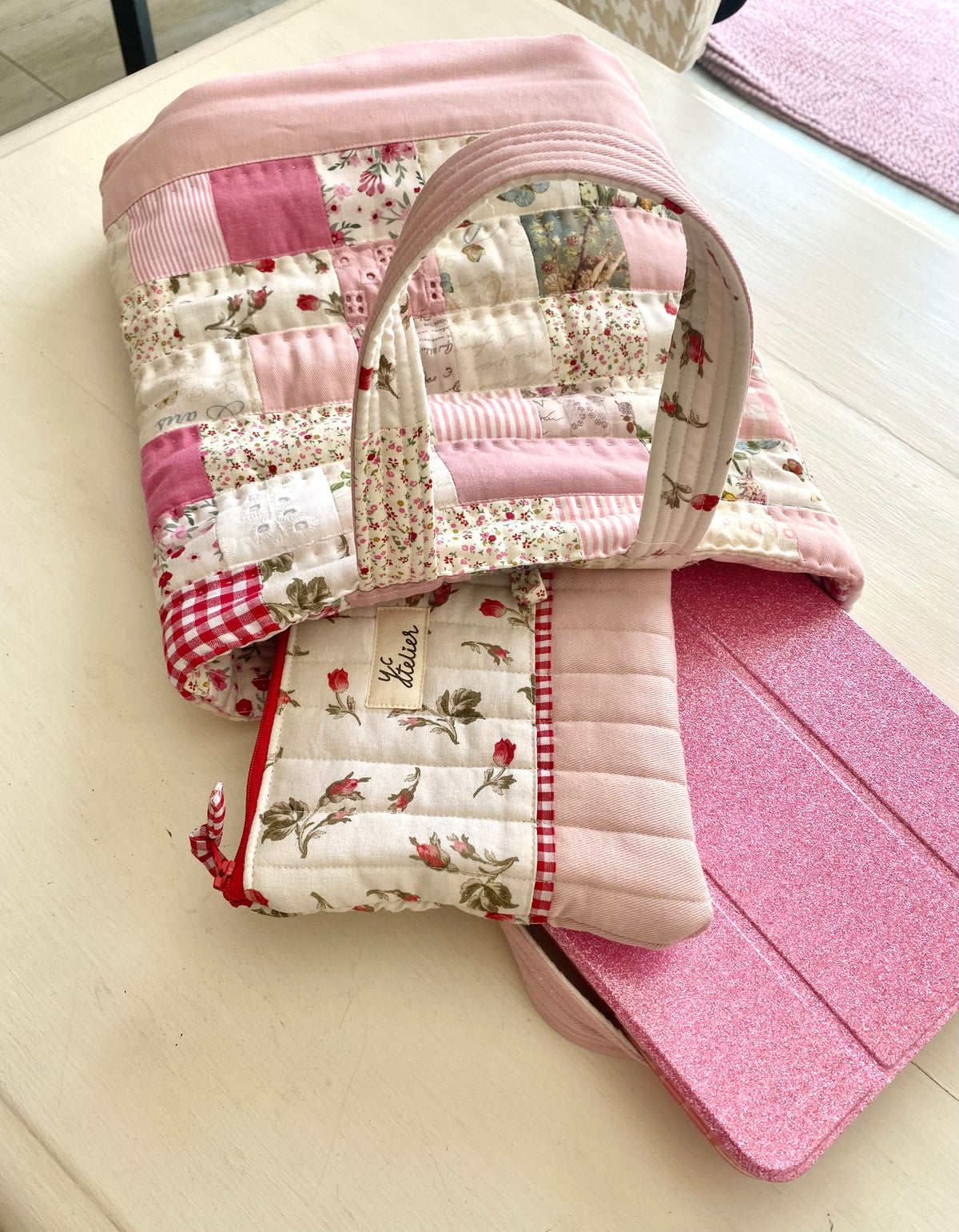 Pink Patchwork Tote Bag