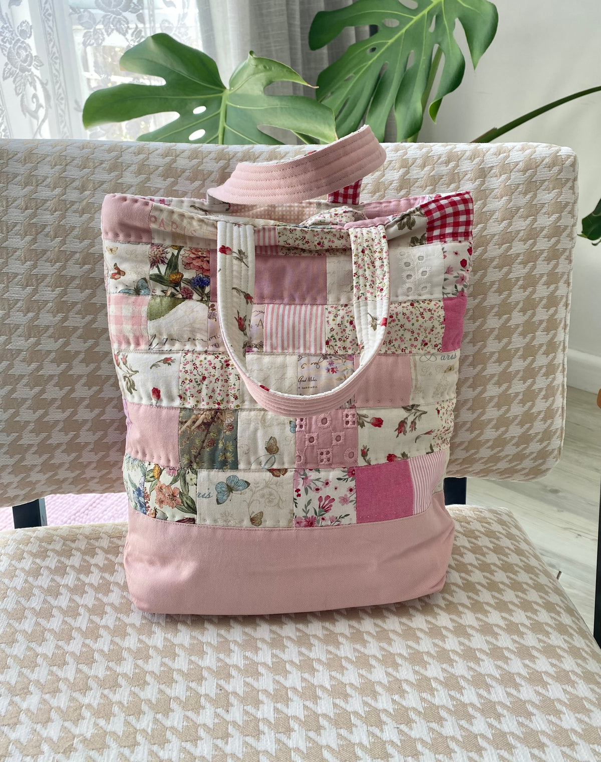 Pink Patchwork Tote Bag