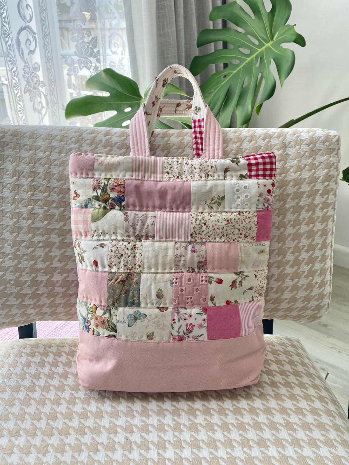 Pink Patchwork Tote Bag