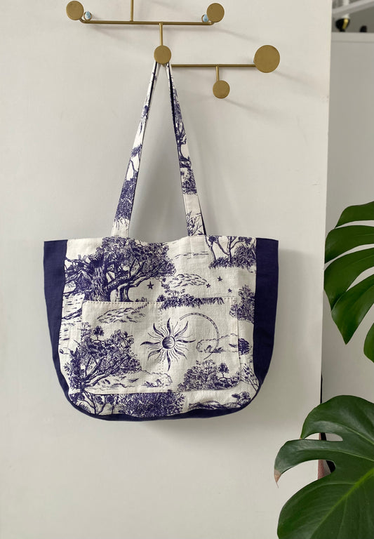 100% Linen Tote Bag “Blue Wonder”